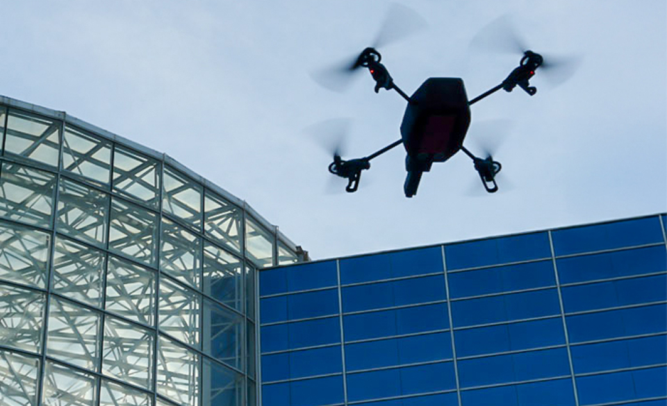 Drone capturing roof footage for an assessment