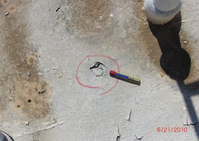 Red Marking Of Cracked BUR Roofing