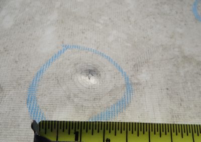 Damaged PVC Roof Area Marked By Blue Circle