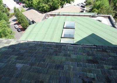 View From Above Damaged Green Tile Roof