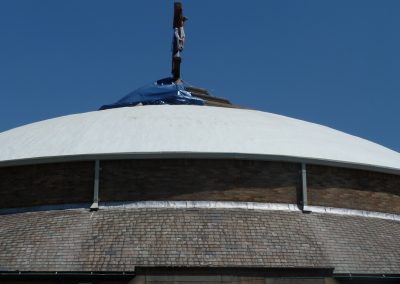 View Of White Curbed Church Roof